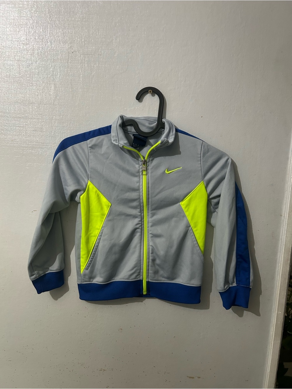 Nike Kids Grey, Neon Yellow & Blue Zip Jacket
